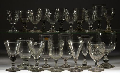 ASSORTED GLASS DRINKING ARTICLES, LOT OF 21