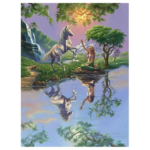Jim Warren, "Mermaid Reflections" Hand Signed, Artist Embellished AP Limited Edition Giclee on Canvas with COA