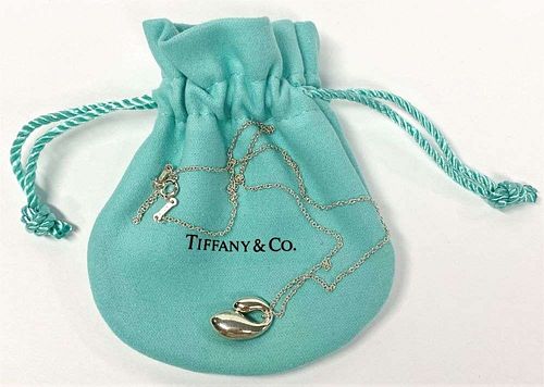 Tiffany & Co. Double Teardrop Pendant Necklace By Elsa Peretti .925 Sterling Silver