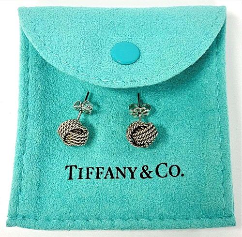 Tiffany & Co. Somerset Twist Knot Ball Earrings .925 Sterling Silver