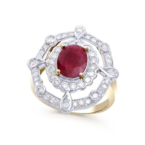 14KT Yellow Gold 2.05ct Ruby and Diamond Ring