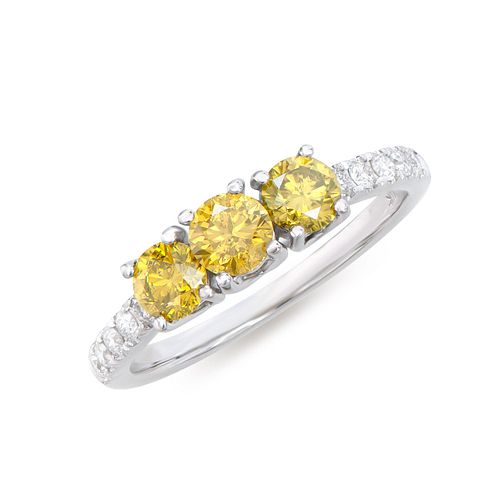 14KT White Gold 1.28ctw Yellow Diamond Ring