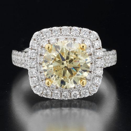 Ladies 3.11 Carat Fancy Brownish Yellow Diamond Center Ring, GIA Report 