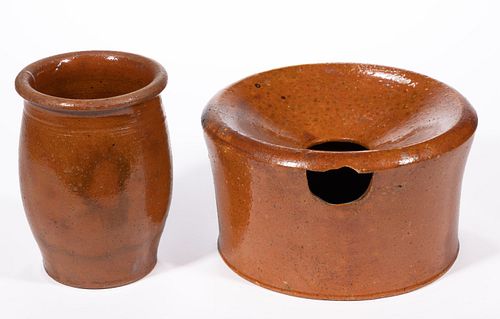 NEW MARKET, SHENANDOAH VALLEY OF VIRGINIA EARTHENWARE / REDWARE ARTICLES, LOT OF TWO