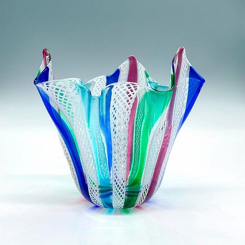 Murano Art Glass Handkerchief Vase, Pinstripes