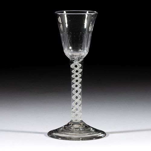 ENGLISH PATTERN-MOLDED OPAQUE-TWIST WINE GLASS