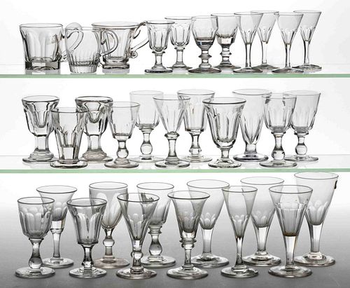 ASSORTED CUT-GLASS DRINKING ARTICLES, LOT OF 34