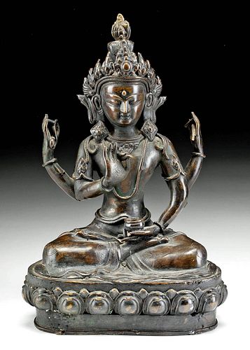 19th C. Sino-Tibetan Brass Amitayus Buddha Deity