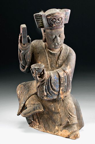 Chinese Ming Wood Seated Reliquary Figure