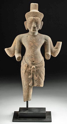 12th C. Cambodian Khmer Stone Figure of a Deity