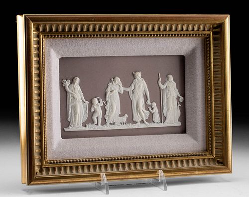 Framed 18th C. Wedgwood Jasperware Plaque w/ Deities