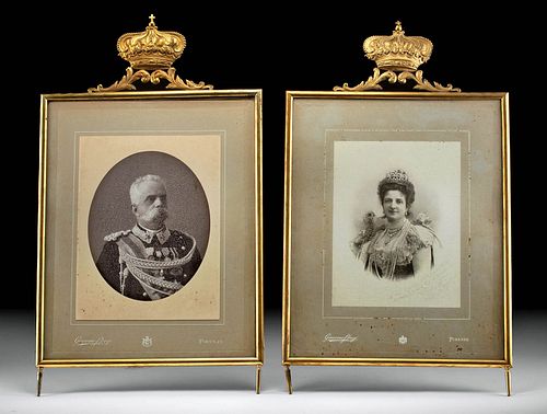 19th C. Portraits in Gilt Frames - Italy's King & Queen