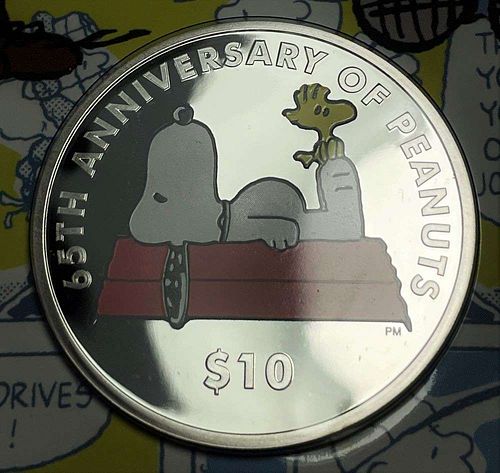 2015 $10 Proof British Virgin Islands Peanuts Sterling Silver