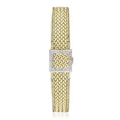 Lucerne 14K Gold and Diamond Ladies Hidden Dial Bracelet Watch With Diamonds