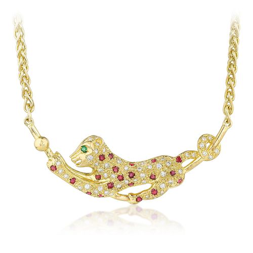 Leopard Diamond and Gold Necklace
