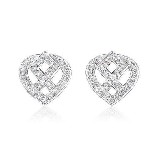 Diamond Heart Clip On Earrings