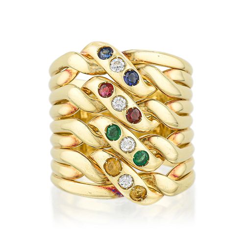 Multi Colored Stone Gold Ring
