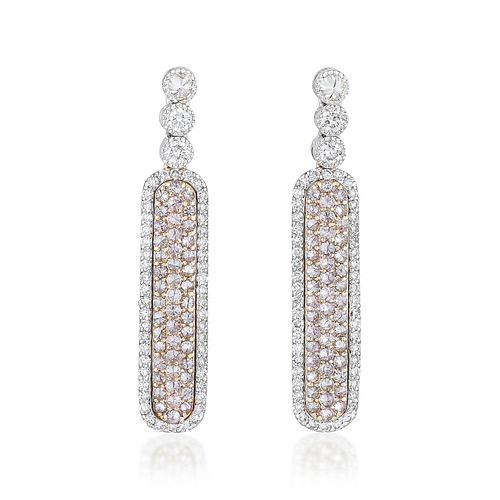 Pink and White Diamond Earrings