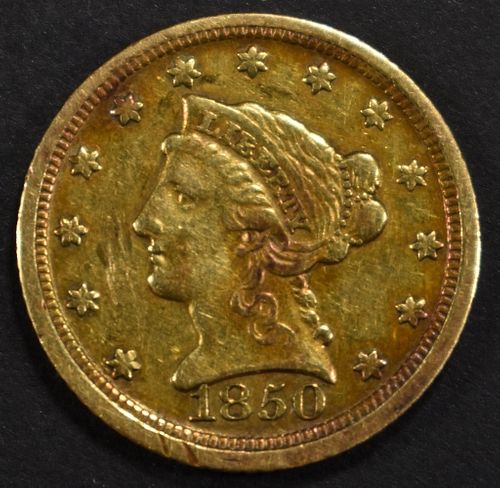 1850-D $2.5 GOLD LIBERTY AU