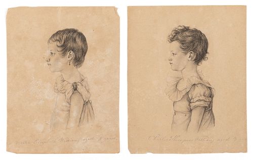 FINE PAIR OF AMERICAN SCHOOL (19TH CENTURY) PROFILE PORTRAITS WITH BALTIMORE, MARYLAND HISTORY