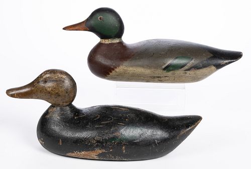MASON FACTORY CARVED AND PAINTED DECOYS, LOT OF TWO