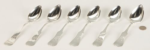 6 Jackson, TN Coin Silver Spoons, by Everman & Strock