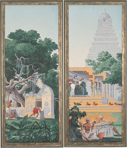 Pr. Framed Zuber Wallpaper Panels, Hindustan Pattern