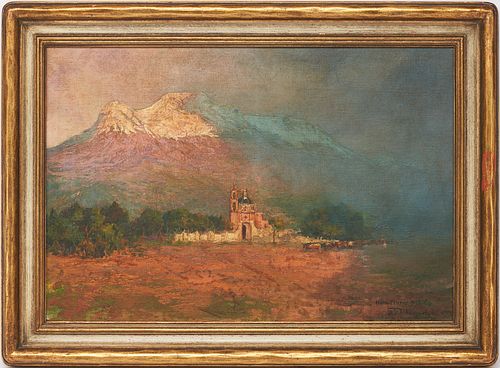 Guillermo Gomez Mayorga O/C Landscape Painting, Miraflores Mexico