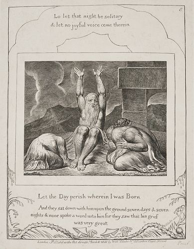William Blake Engraving, Job's Despair, c. 1825