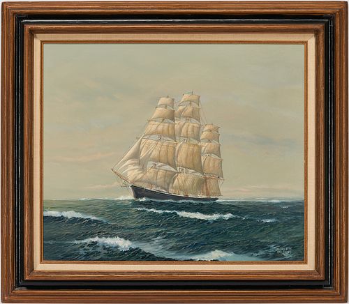 Earl E. Collins O/C Marine Painting, Shooting Star Clipper at Sea
