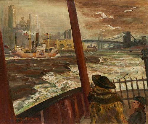Cecil Bell O/C Painting, Leaving Manhattan