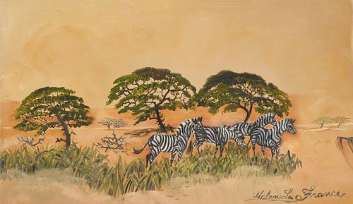 Helen LaFrance O/C African Landscape with Zebras