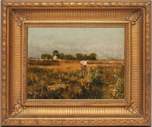 Gilbert Gaul O/C Rural Landscape with African American Figures