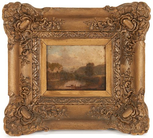 Thos. Worthington Whittredge 1846 Oil Painting, Shaker Ferry - Kentucky River