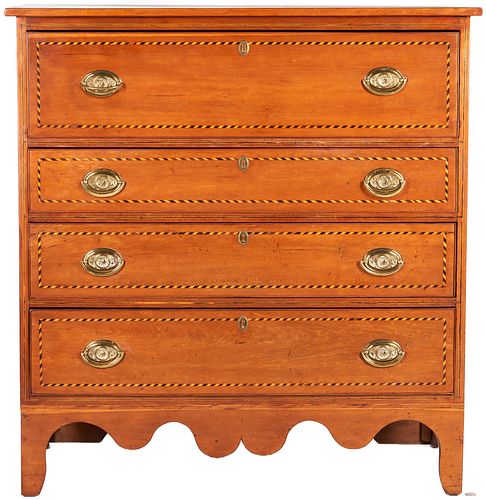 East Tennessee Federal Cherry Inlaid Chest of Drawers