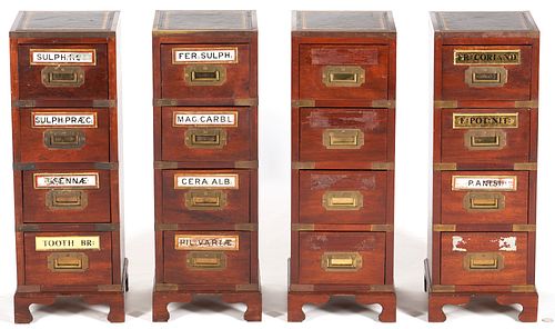 Set of 4 Campaign - Apothecary Style Cabinets