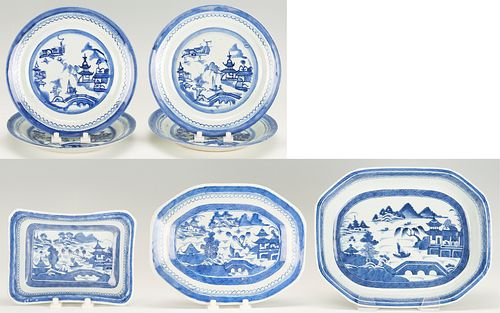 10 Assorted Chinese Export Canton Porcelain Dinnerware Items, incl. Tureens