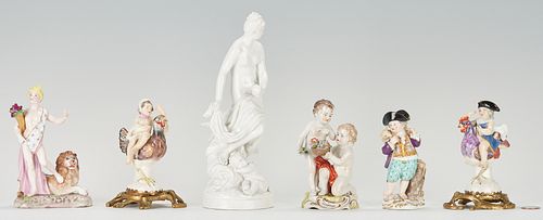 6 European Porcelain Figures, incl. Meissen & KPM