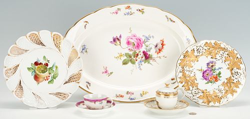 7 pcs. Meissen Porcelain, incl. Large Platter, Plates, Cups & Saucers