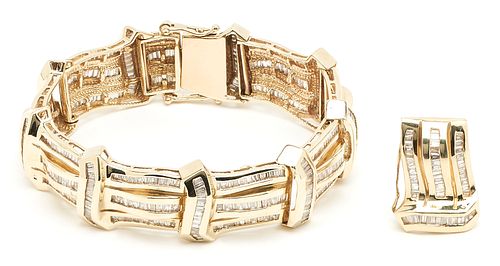 Ladies' 14K Gold & Diamond Bracelet w/ Slide Pendant, 2 Items