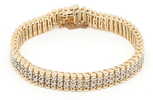 14K Gold & Diamond Link-Style Bracelet