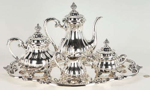 Continental Silver 4-Piece Tea Service with S/P Tray