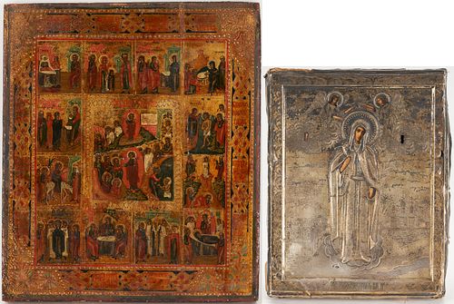 Two Russian Icons,12 Feasts &  St Euphrosyne of Polotsk
