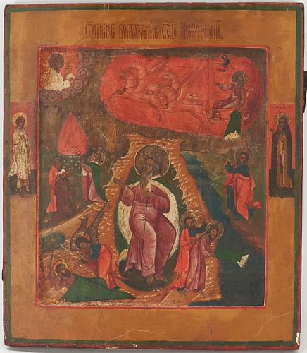 Russian Tempura Icon, Ascension of the Prophet Elijah