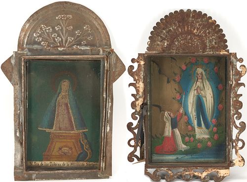 2 Mexican Retablos, Our Lady of Guadalupe & Our Lady of Sorrows