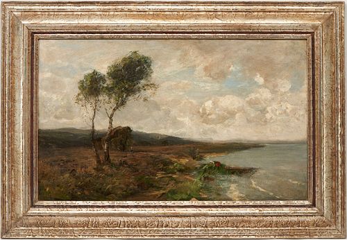 Attributed to Fritz Baer O/C Landscape with Shoreline