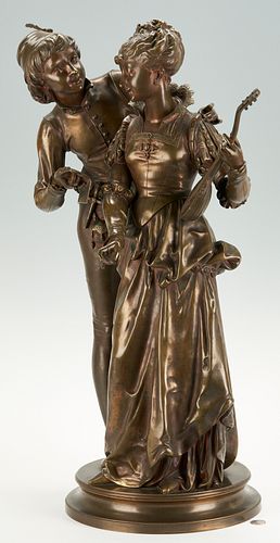 Vincent Faure de Brousse, Bronze Sculpture of Lovers and Musical Instrument