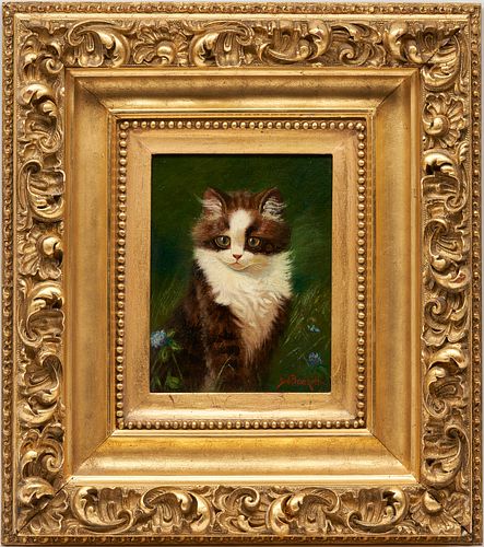 Sidney Brackett O/C Painting of Tuxedo Kitten