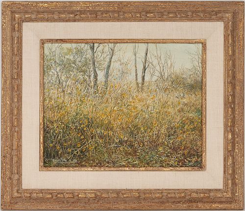 Marion Cook O/C Painting, Field of Yellow Flowers
