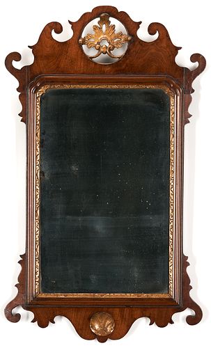 English Chippendale Looking Glass with Shell